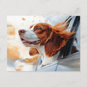 Fröhlicher Hund im Wind Kunstprint Postkarte