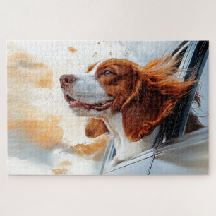 Fröhlicher Hund im Wind Kunstprint Puzzle