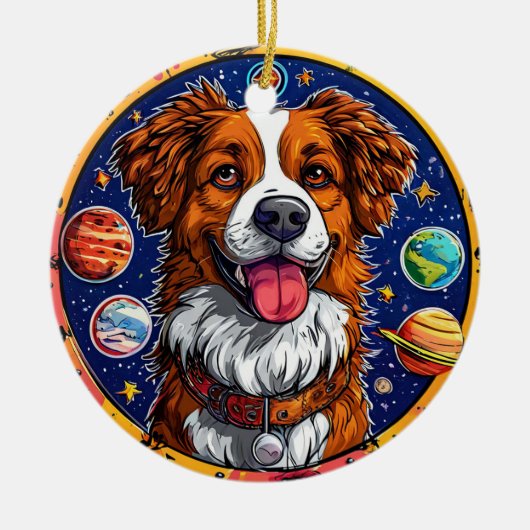 Fröhlicher Hund Keramik Ornament (Vorne)
