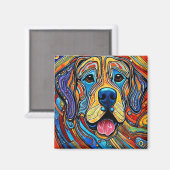 Fröhlicher Hund Magnet (Vorderseite/Rückseite)