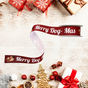 Fröhlicher Hund -Mas Crimson Weihnachtshund Liebha Satinband