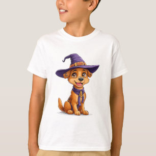 Fröhlicher Hund mit einem Hexenhut T-Shirt