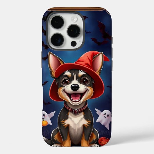 fröhlicher Hund mit einem roten Hexenhut, Case-Mate iPhone Hülle (Rückseite)