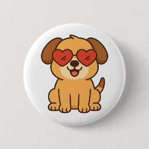Fröhlicher Hund mit Herz-Sonnenbrille, Pet Lover D Button