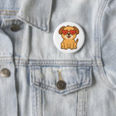 Fröhlicher Hund mit Herz-Sonnenbrille, Pet Lover D Button (Beispiel)