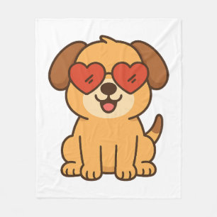 Fröhlicher Hund mit Herz-Sonnenbrille, Pet Lover D Fleecedecke