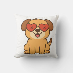 Fröhlicher Hund mit Herz-Sonnenbrille, Pet Lover D Kissen