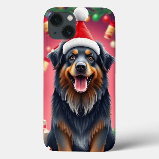 Fröhlicher Hund mit roter Weihnachtsmannmütze Case-Mate iPhone Hülle (Rückseite)