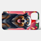 Fröhlicher Hund mit roter Weihnachtsmannmütze Case-Mate iPhone Hülle (Rückseite (Horizontal))