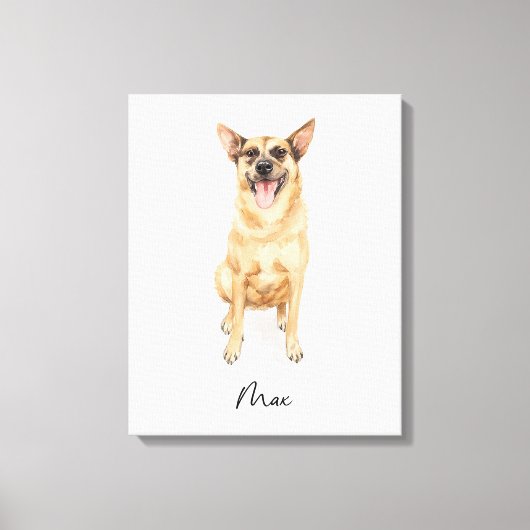 Fröhlicher Hund namens Max Leinwanddruck (Vorderseite)