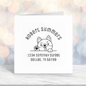 Fröhlicher Hund Peeking über der Arch-Adresse Permastempel