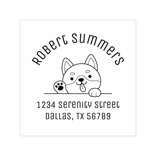 Fröhlicher Hund Peeking über der Arch-Adresse Permastempel (Design)