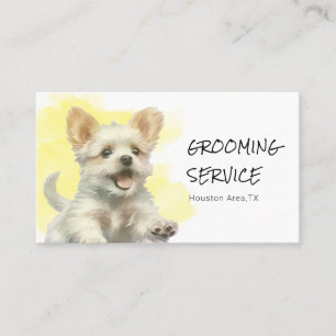 Fröhlicher Hund/Pet Grooming - Gelbe Wasserfarbe Visitenkarte