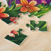 Fröhlicher Husky gegen Starry Sky Puzzle (Seite)