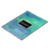 Fröhlicher Impressionist Abstrakt in Grün und Blau Notizblock (Linke Seite)