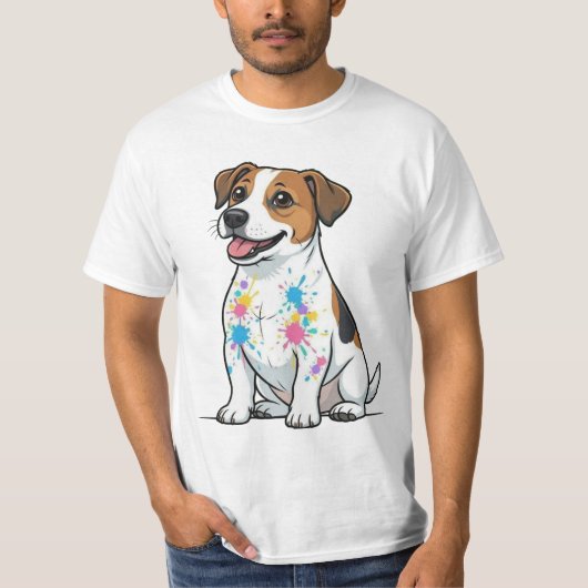 Fröhlicher Jack Russell Spritzspaß T-Shirt (Vorderseite)
