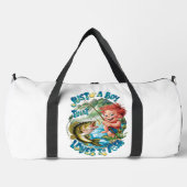 Fröhlicher Junge beim Fangen eines Fisches Duffle Bag (Vorderseite)