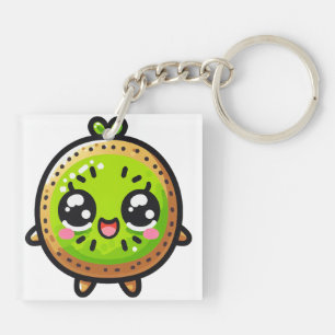 Fröhlicher Kawaii Kiwi - Süße lächelnde Frucht Schlüsselanhänger