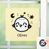 Fröhlicher Kick - Kawaii Bird Line Art" Fensteraufkleber (Zuhause)