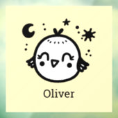 Fröhlicher Kick - Kawaii Bird Line Art" Fensteraufkleber (Blatt 3)