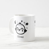 Fröhlicher Kick - Kawaii Bird Line Art" Kaffeetasse (Vorderseite Links)