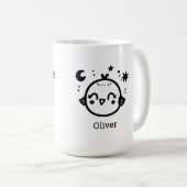 Fröhlicher Kick - Kawaii Bird Line Art" Kaffeetasse (VorderseiteRechts)