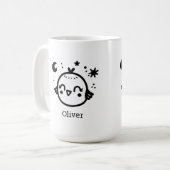 Fröhlicher Kick - Kawaii Bird Line Art" Kaffeetasse (Vorderseite Links)