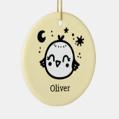 Fröhlicher Kick - Kawaii Bird Line Art" Keramik Ornament (Rechts)