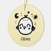 Fröhlicher Kick - Kawaii Bird Line Art" Keramik Ornament (Links)