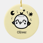 Fröhlicher Kick - Kawaii Bird Line Art" Keramik Ornament (Hinten)