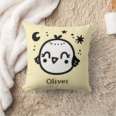 Fröhlicher Kick - Kawaii Bird Line Art" Kissen (Decke)