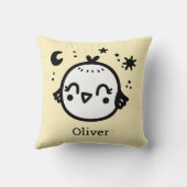 Fröhlicher Kick - Kawaii Bird Line Art" Kissen (Rückseite)