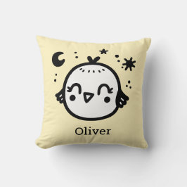 Fröhlicher Kick - Kawaii Bird Line Art" Kissen