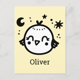 Fröhlicher Kick - Kawaii Bird Line Art" Postkarte