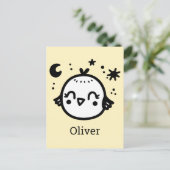 Fröhlicher Kick - Kawaii Bird Line Art" Postkarte (Stehend Vorderseite)