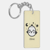 Fröhlicher Kick - Kawaii Bird Line Art" Schlüsselanhänger (Vorderseite links)