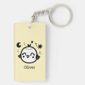 Fröhlicher Kick - Kawaii Bird Line Art" Schlüsselanhänger (Rückseite)