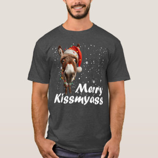 Fröhlicher Kissmyass Esel Sarkastisches Weihnachte T-Shirt
