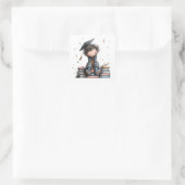 Fröhlicher kleiner Absolvent Quadratischer Aufkleber (Tasche)