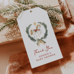 Fröhlicher Kleiner Baby Shower Karussellpferd Geschenkanhänger