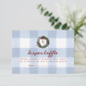 Fröhlicher kleiner blauer Gingham-Kranz Windel-Raf Einladung (Stehend Vorderseite)