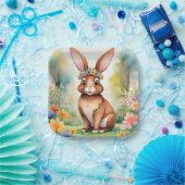 Fröhlicher kleiner brauner Hase 1, Ostern Pappteller (Party)