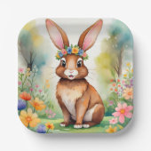 Fröhlicher kleiner brauner Hase 1, Ostern Pappteller (Vorderseite)