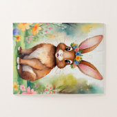 Fröhlicher kleiner brauner Hase 1, Ostern Puzzle (Horizontal)