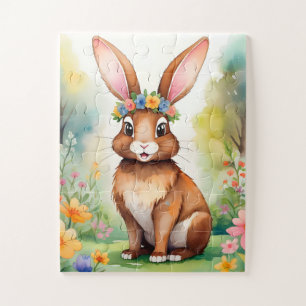 Fröhlicher kleiner brauner Hase 1, Ostern Puzzle
