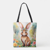 Fröhlicher kleiner brauner Hase 1, Ostern Tasche (Rückseite)
