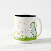 fröhlicher kleiner Dinosaurier Zweifarbige Tasse (VorderseiteRechts)