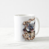 Fröhlicher Koala-Durchbruch durch die Mauer aus be Kaffeetasse (VorderseiteRechts)