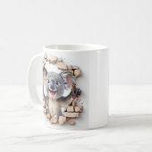 Fröhlicher Koala-Durchbruch durch die Mauer aus be Kaffeetasse (Vorderseite Links)