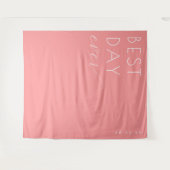 Fröhlicher Korallenfarbener Minimalistischer Hochz Wandteppich (Vorderseite (Horizontal))